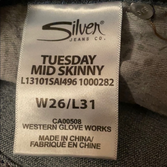 Silver Mid Skinny Jean W26 L 31 - Picture 7 of 10